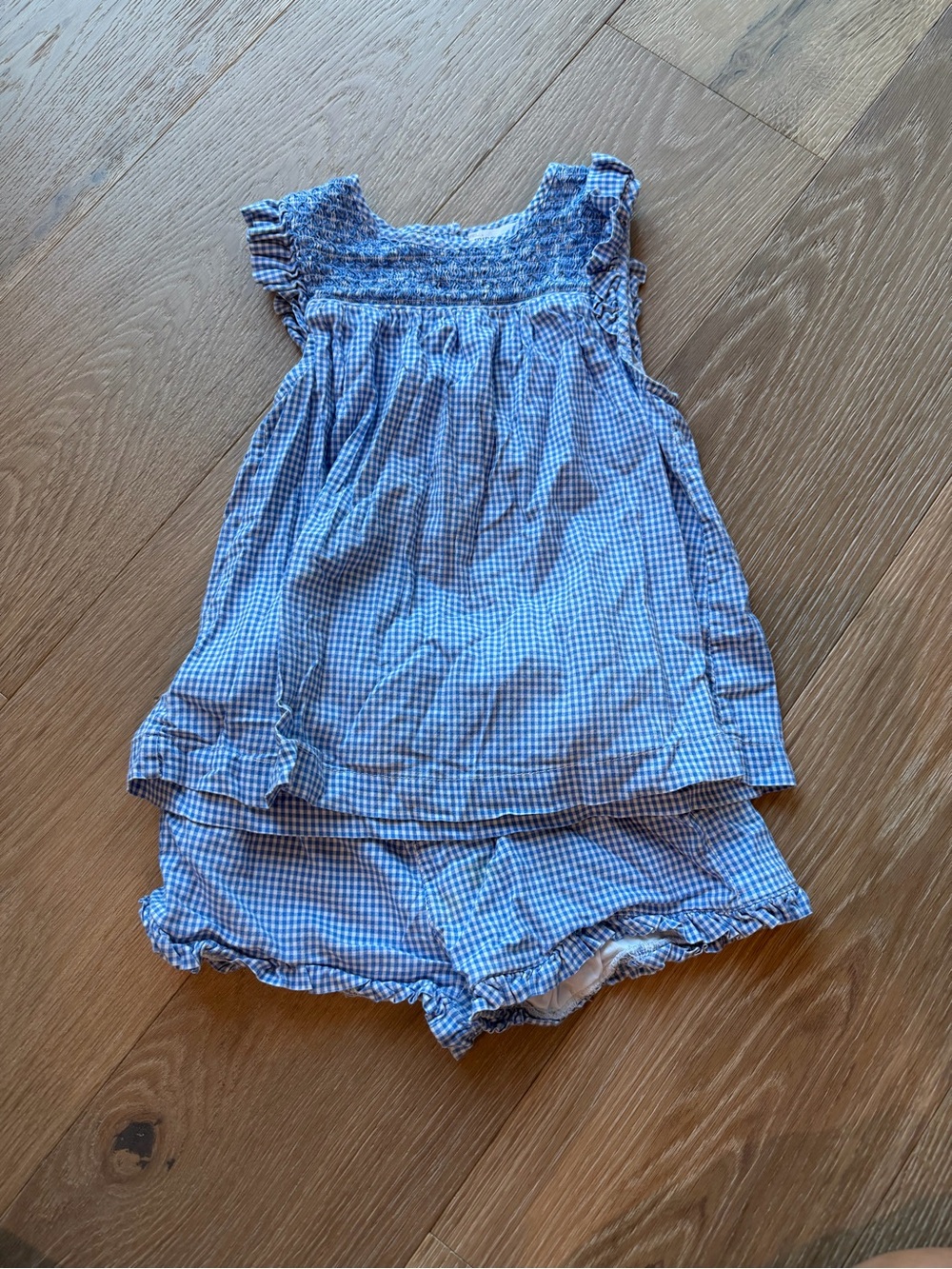 Minnow Blue Gingham Kids Matching Set - Top and Shorts